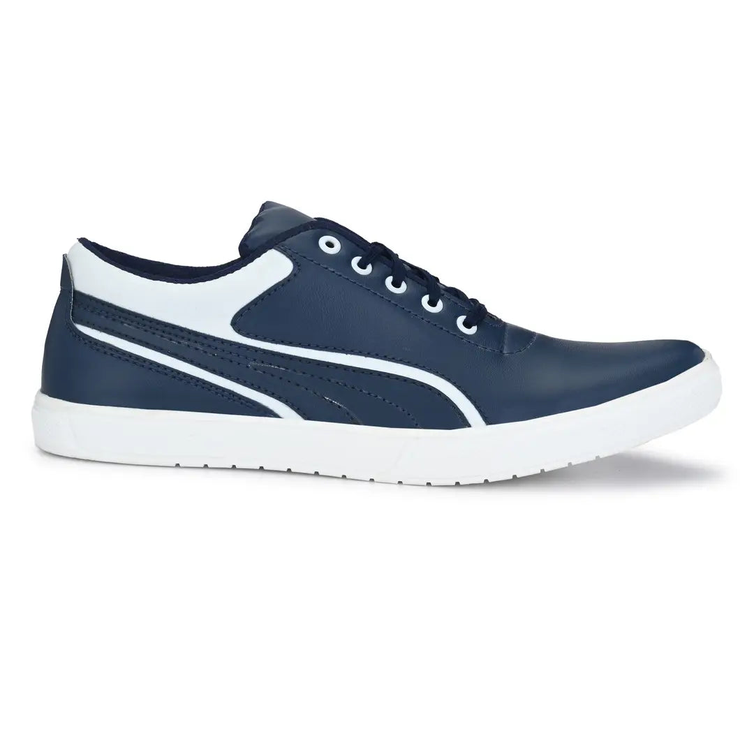 Blue  White Lace-Up Self Design Casual Shoes For Men